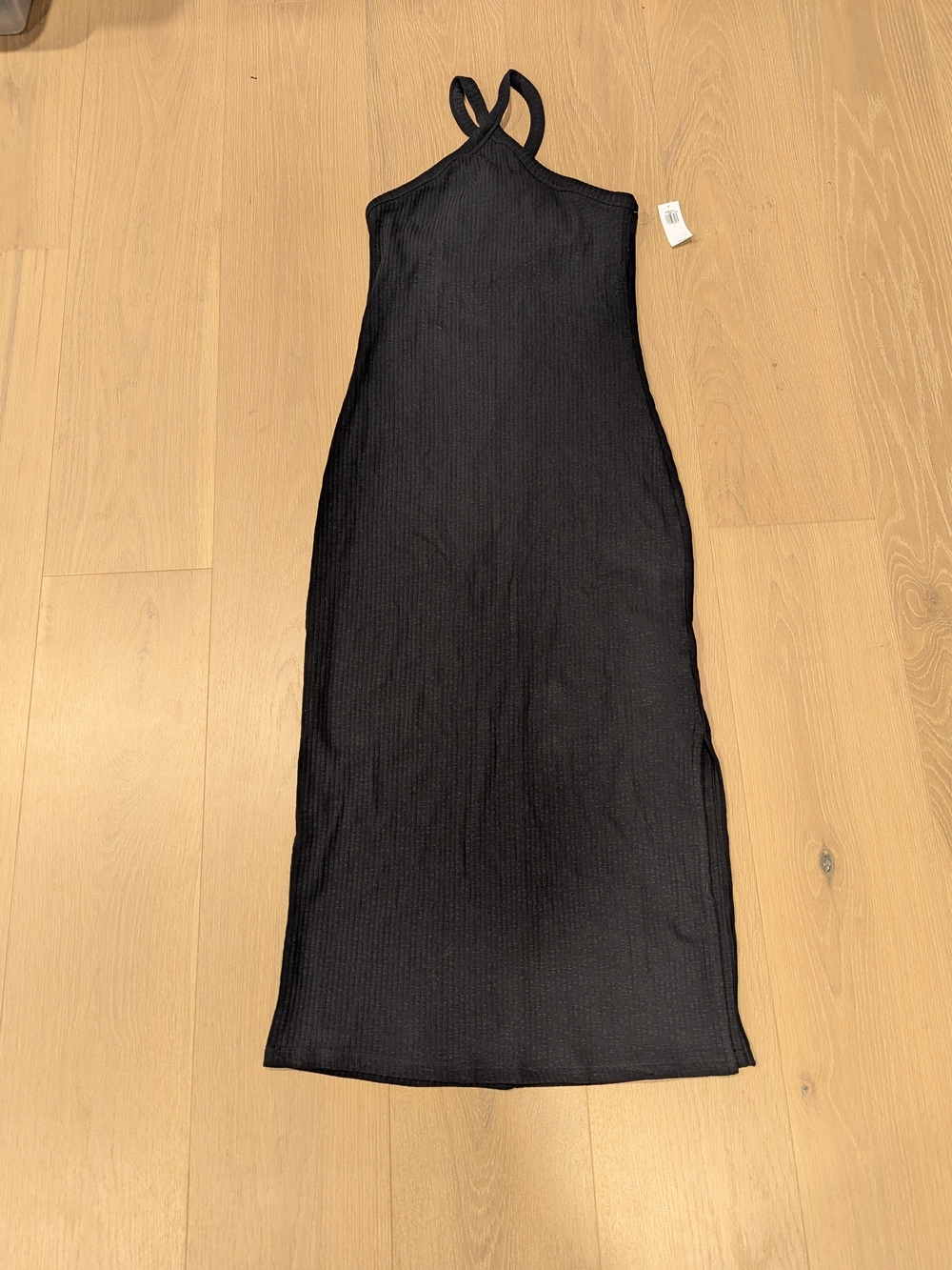 Black Ribbed 100% Cotton Dress